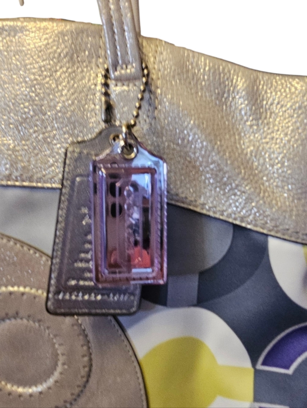Coach Julia Opt Signature 14970 Satin And Leather Tote Bag- 2 Hang Tags - Picture 2 of 5